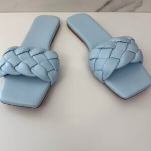 Open Edit Womens Lucca Braided Slide Sandal Size 9 Summer Puffy Casual Baby Blue